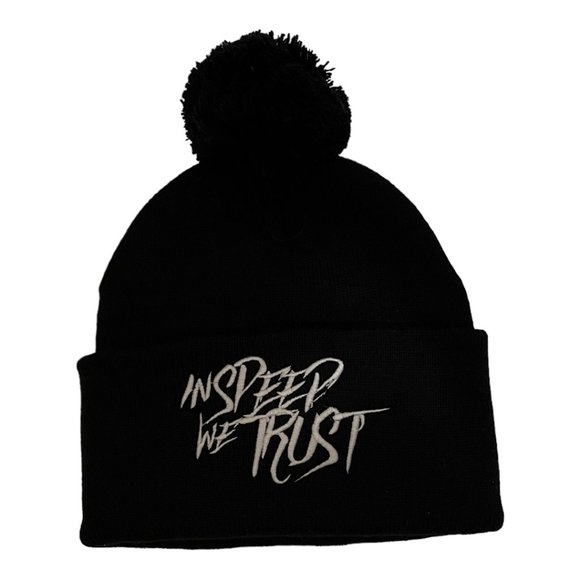 In Speed We Trust Other - In Speed We Trust Graphic Black Beanie Hat